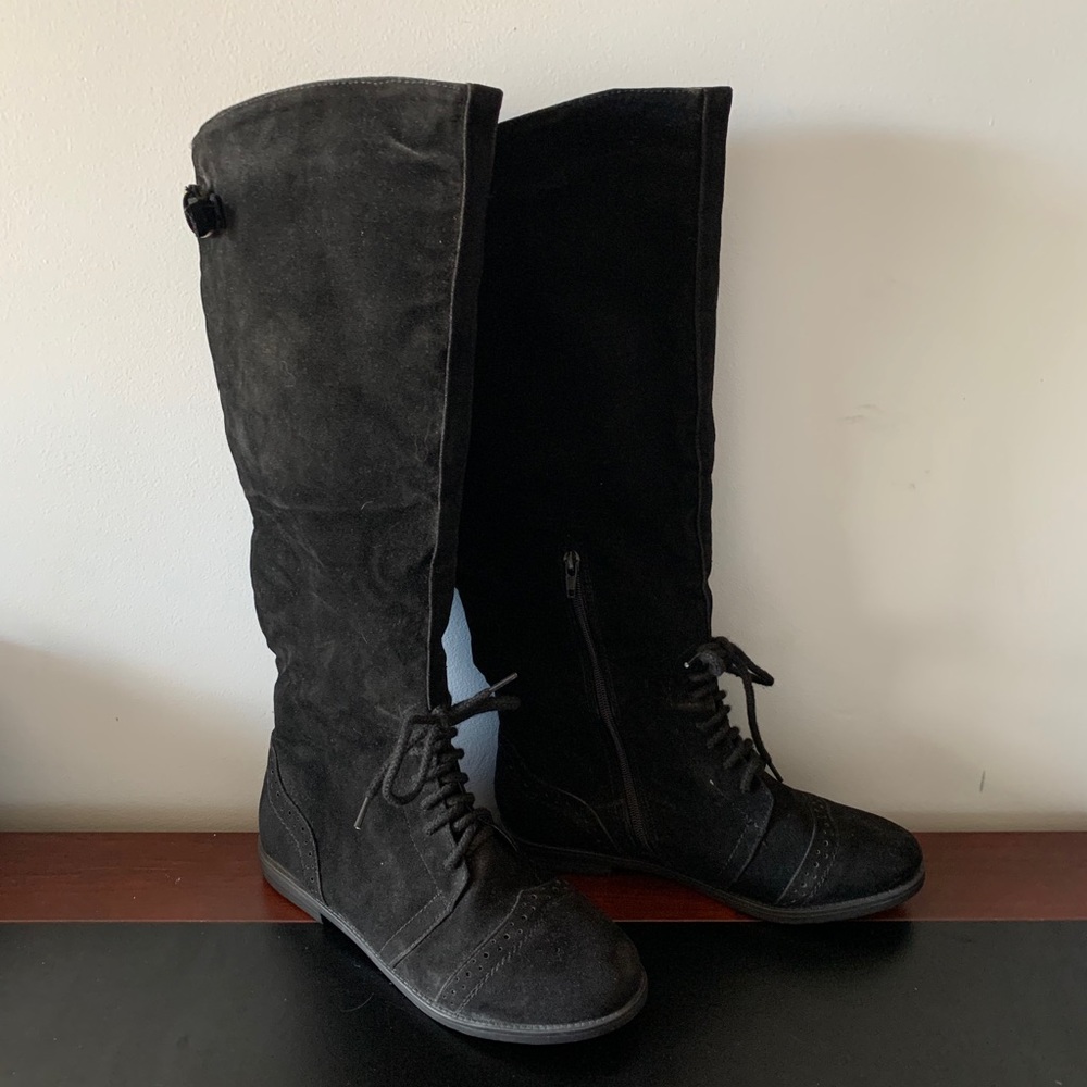 SOLD***Black suede over the knee boots